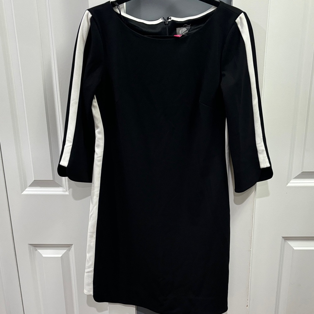 Vince Camuto Black and White Long Sleeve Dress